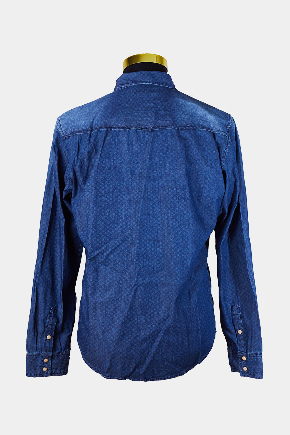 Jack Black Blue Print Denim Look Button Down Shirt L