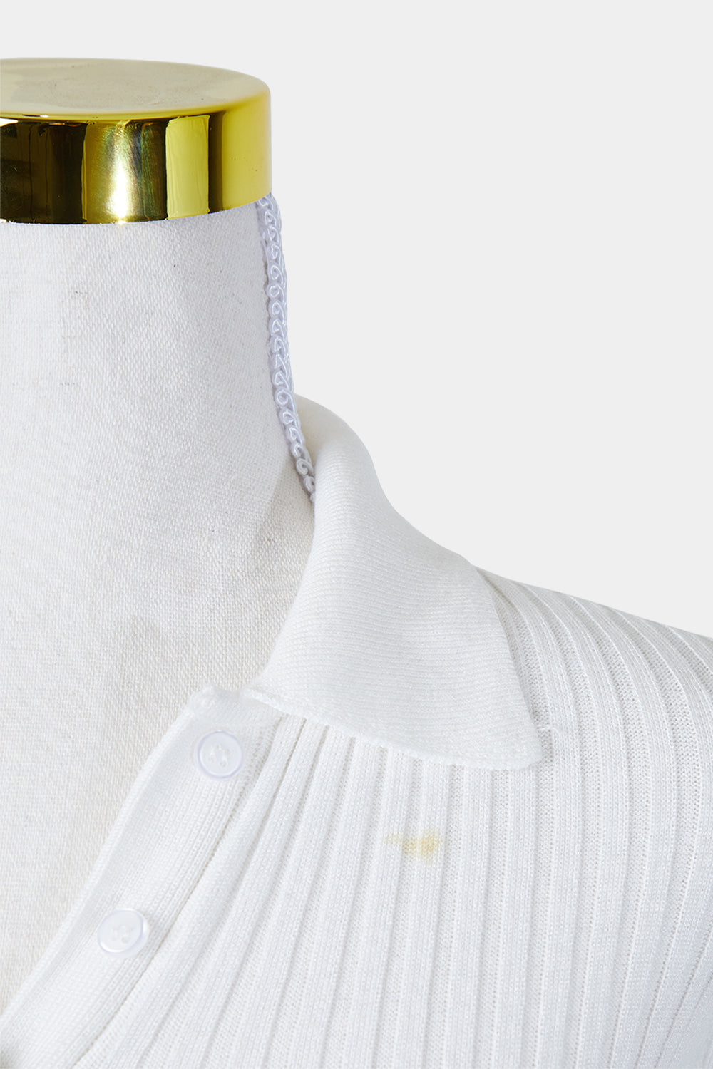 GLASSONS White Stretch Knit V Neck Top