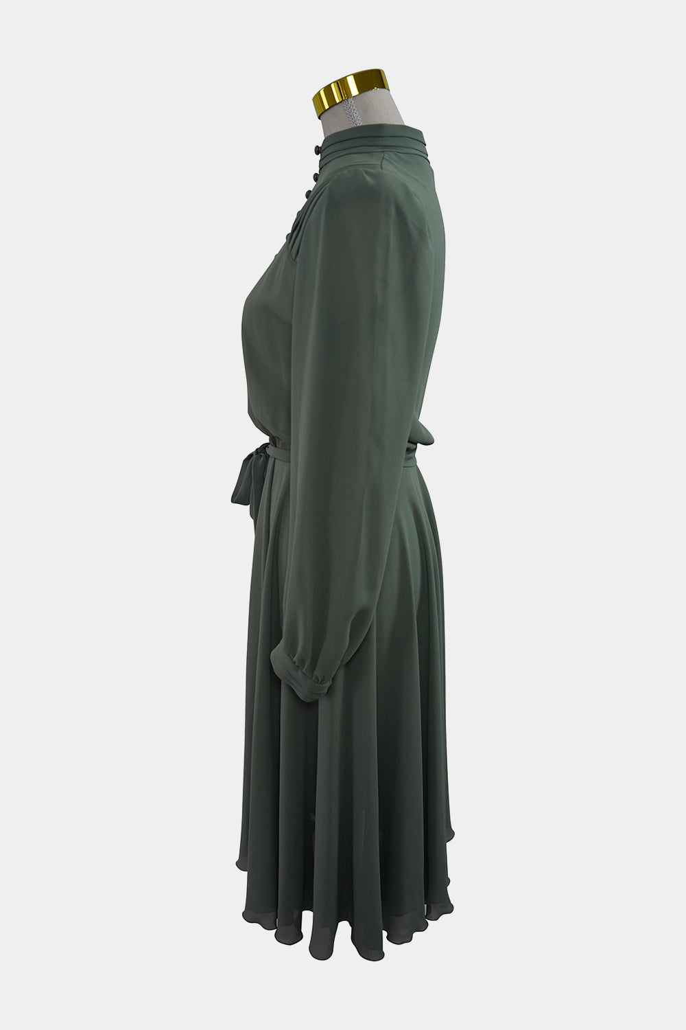 NICOLE Green Long Sleeve Sheer Midi Dress