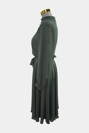 NICOLE Green Long Sleeve Sheer Midi Dress