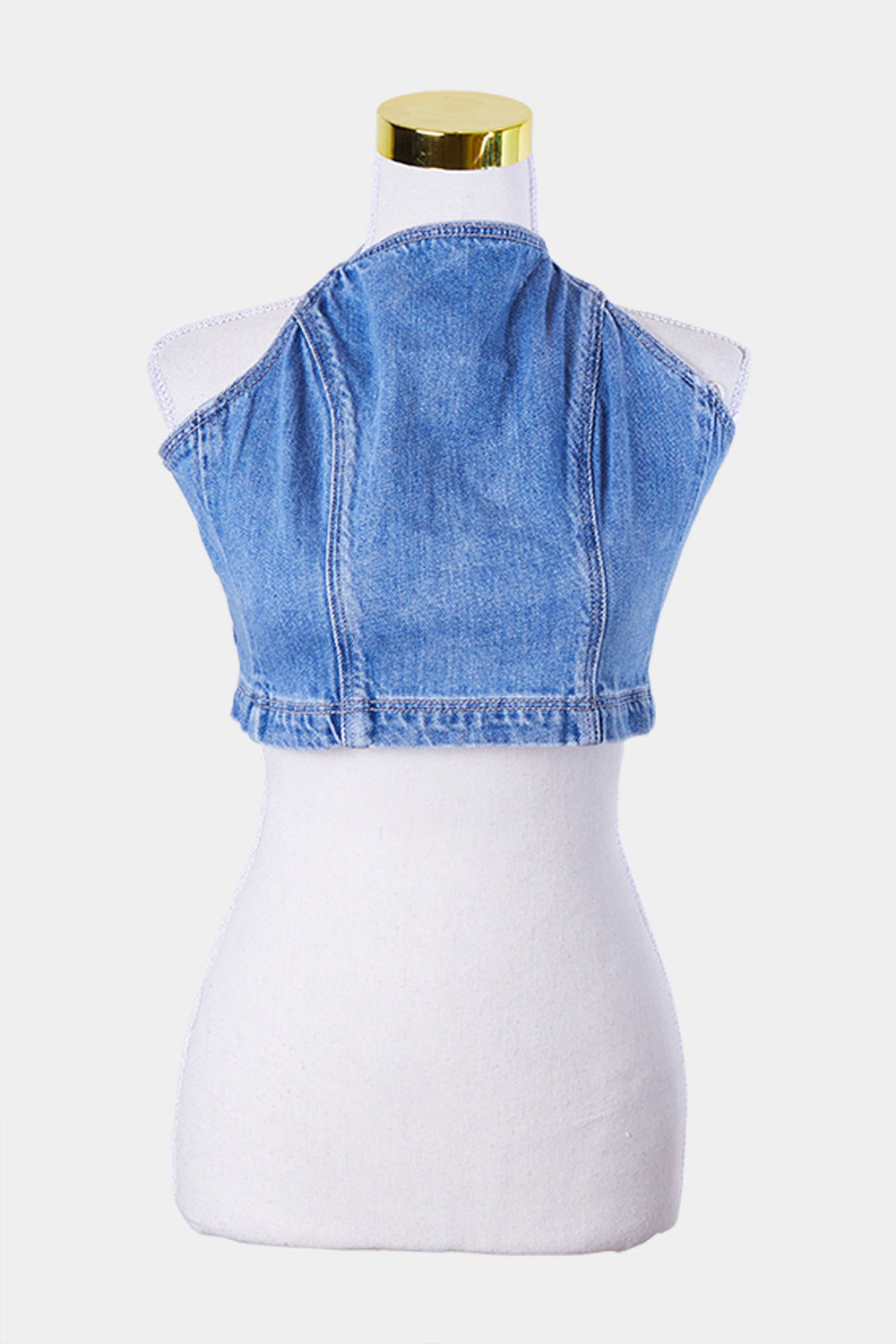 Abrand Jeans Light Blue Denim Tie Back Crop Top