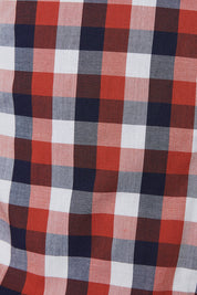 French Connection Red, Navy, White Check Regular Fit Button Down Shirt