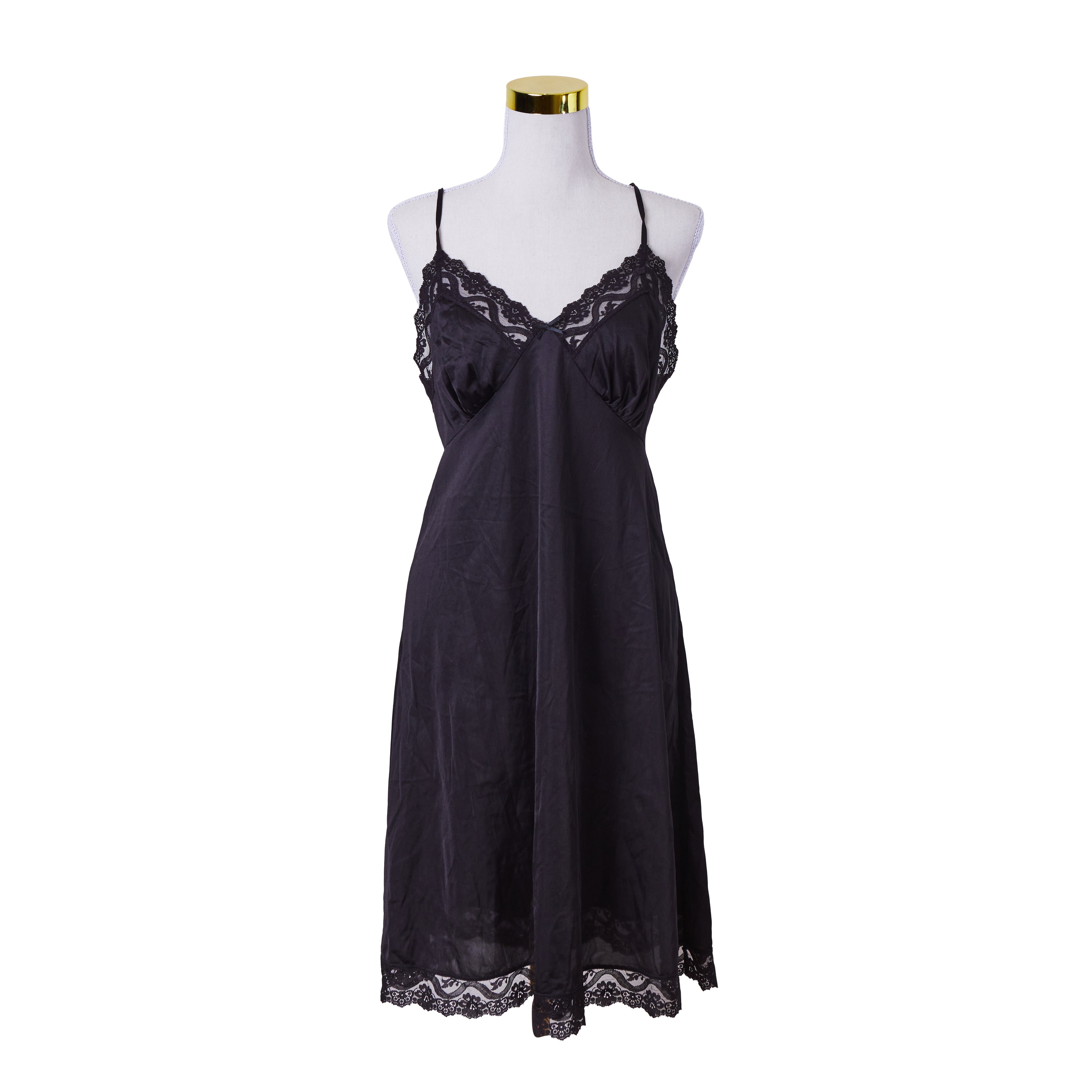 St Michael Black Lace Detail Slip Dress