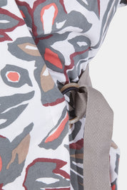 SPORTSCRAFT Khaki, Orange, White Print Ring Detail Wrap Midi Dress