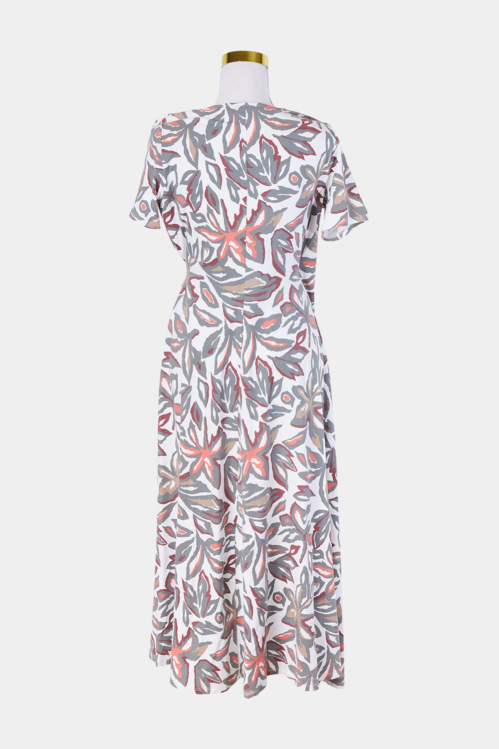 SPORTSCRAFT Khaki, Orange, White Print Ring Detail Wrap Midi Dress