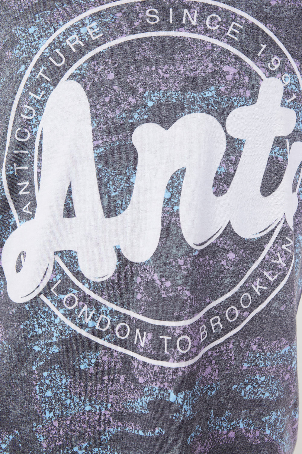 ANTICULTURE Grey, White Pink Blue Logo Print T Shirt