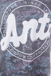 ANTICULTURE Grey, White Pink Blue Logo Print T Shirt