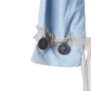 CELESTINO Light Blue Tulle and Coin Detail Long Sleeve Top