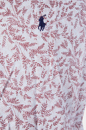 Polo By Ralph Lauren Burgundy and Pink Fern Pattern Button Down Shirt