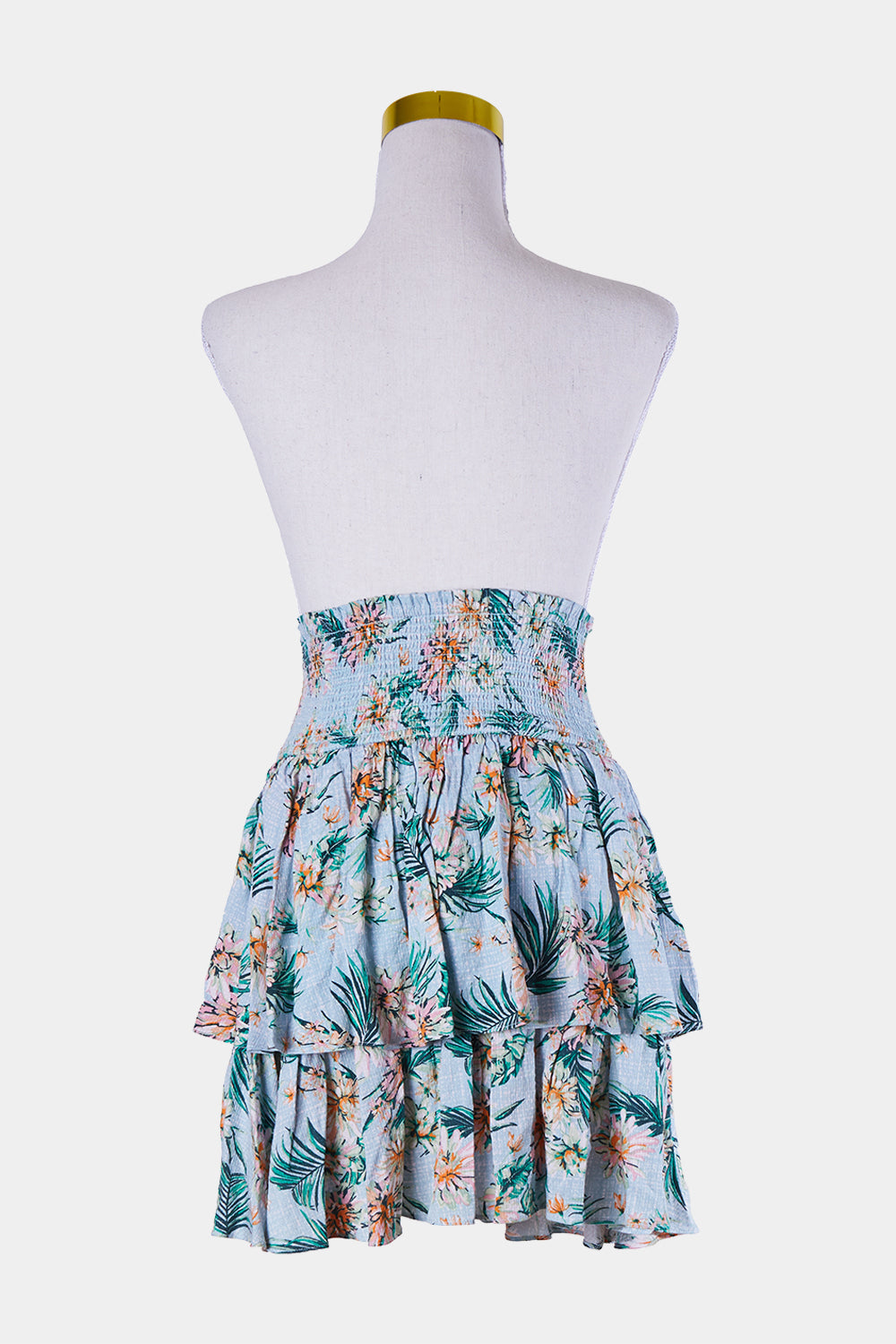 Decjuba Kids Blue Pink Green Floral Tiered Skirt