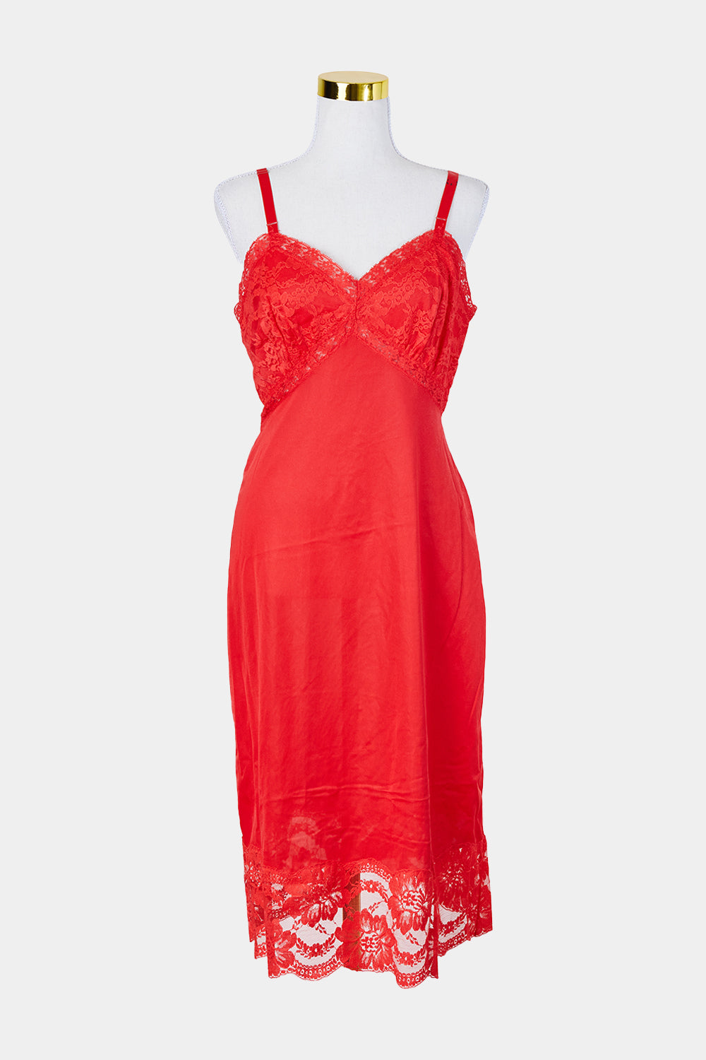 CHARMODE Red Lace Detail Slip Dress