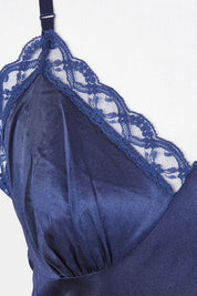 First Love Navy Lace Detail Slip Dress
