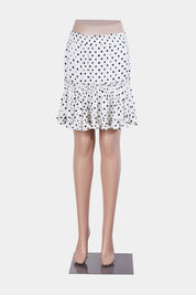 SEED White and Black Polkadot Frill Detail Short Skirt