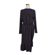 People Tree Black and White Spot Key Hole Long Sleeve Midi Dress