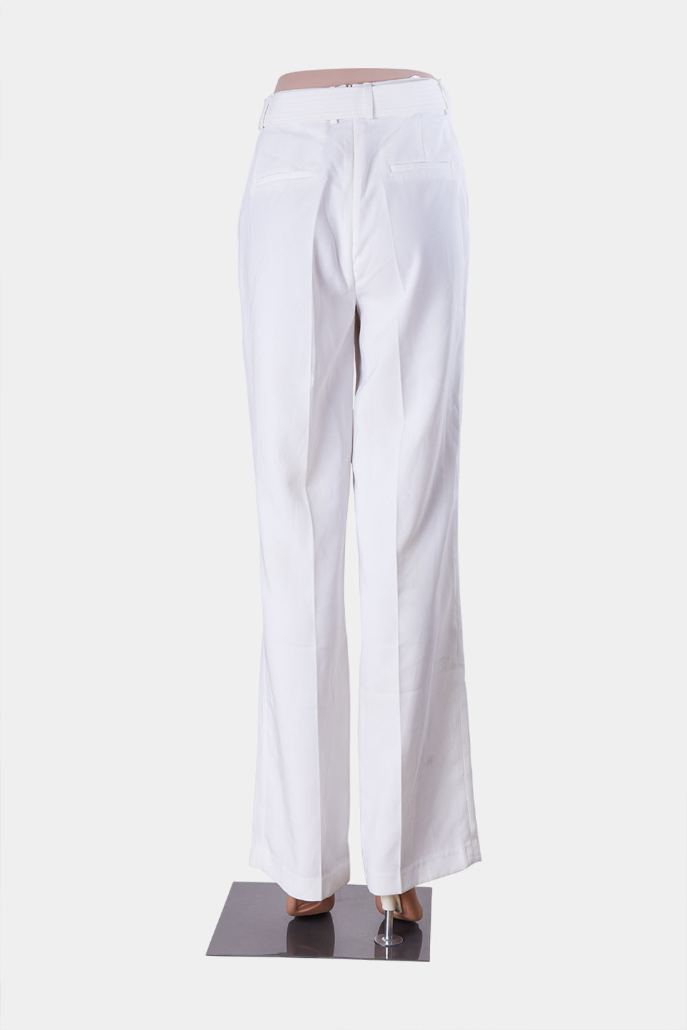meo Collective White High Waisted Belted Trousers