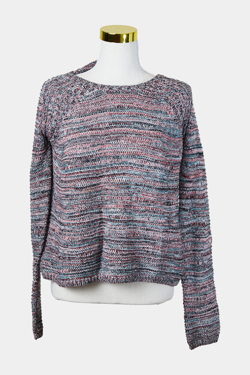 DOTTI Pink Mint Black Pattern Knit Sweater