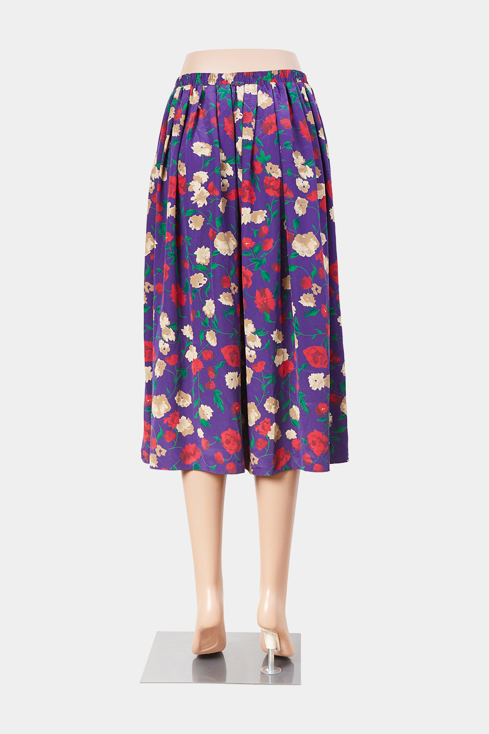 Leslie Faye Purple, Floral Pleated Midi Skirt