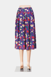 Leslie Faye Purple, Floral Pleated Midi Skirt