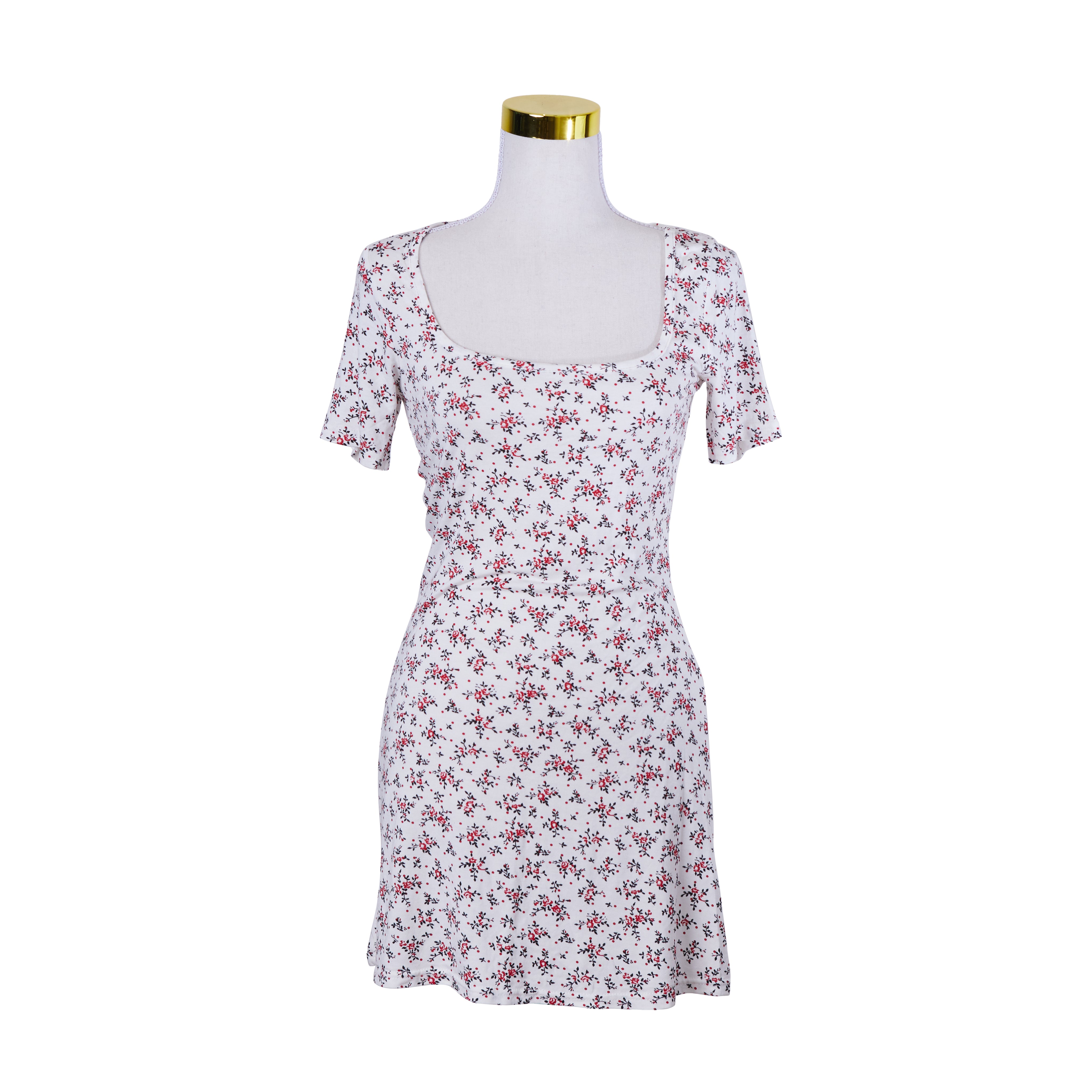Pretty Little Thing White Floral Print Short Sleeve Summer Dress