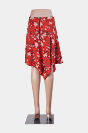 CUE Red Floral Tiered Midi Skirt