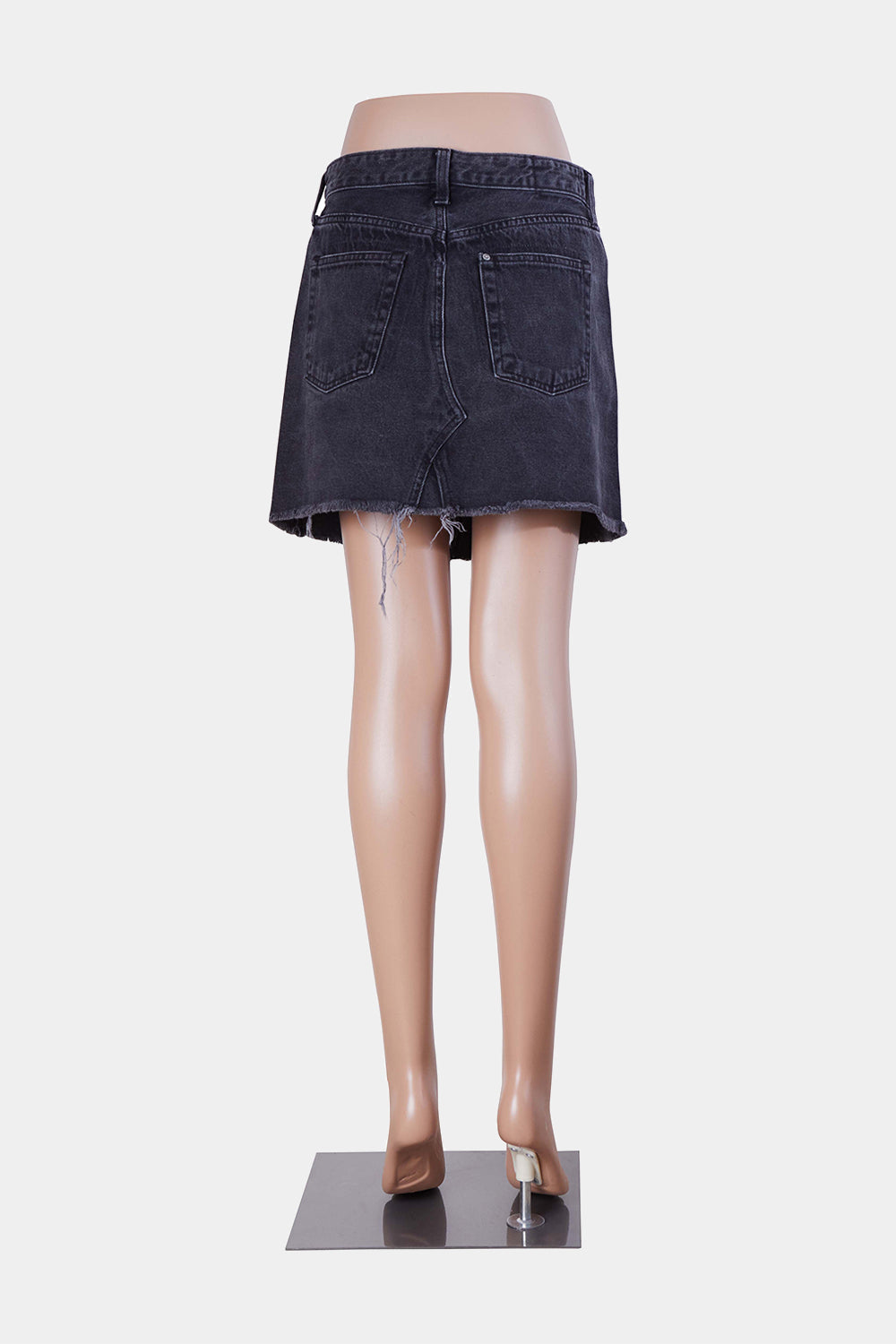 H&M Black Frayed Denim Mini Skirt