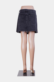 H&M Black Frayed Denim Mini Skirt