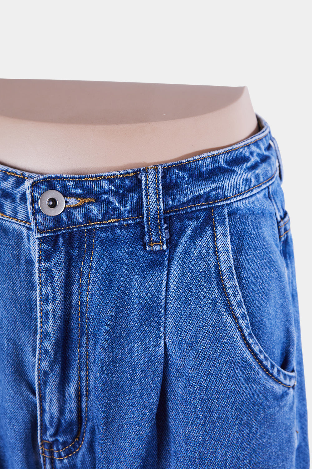 DISSH Blue High Waisted Pintuck Relaxed Jeans