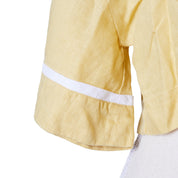 ROAME Yellow and White Crop Short Sleeve Top