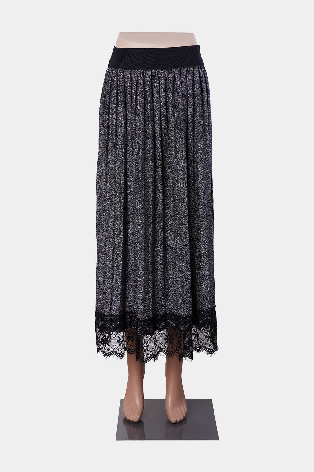 Ann Bennetti Black and Silver Midi Skirt
