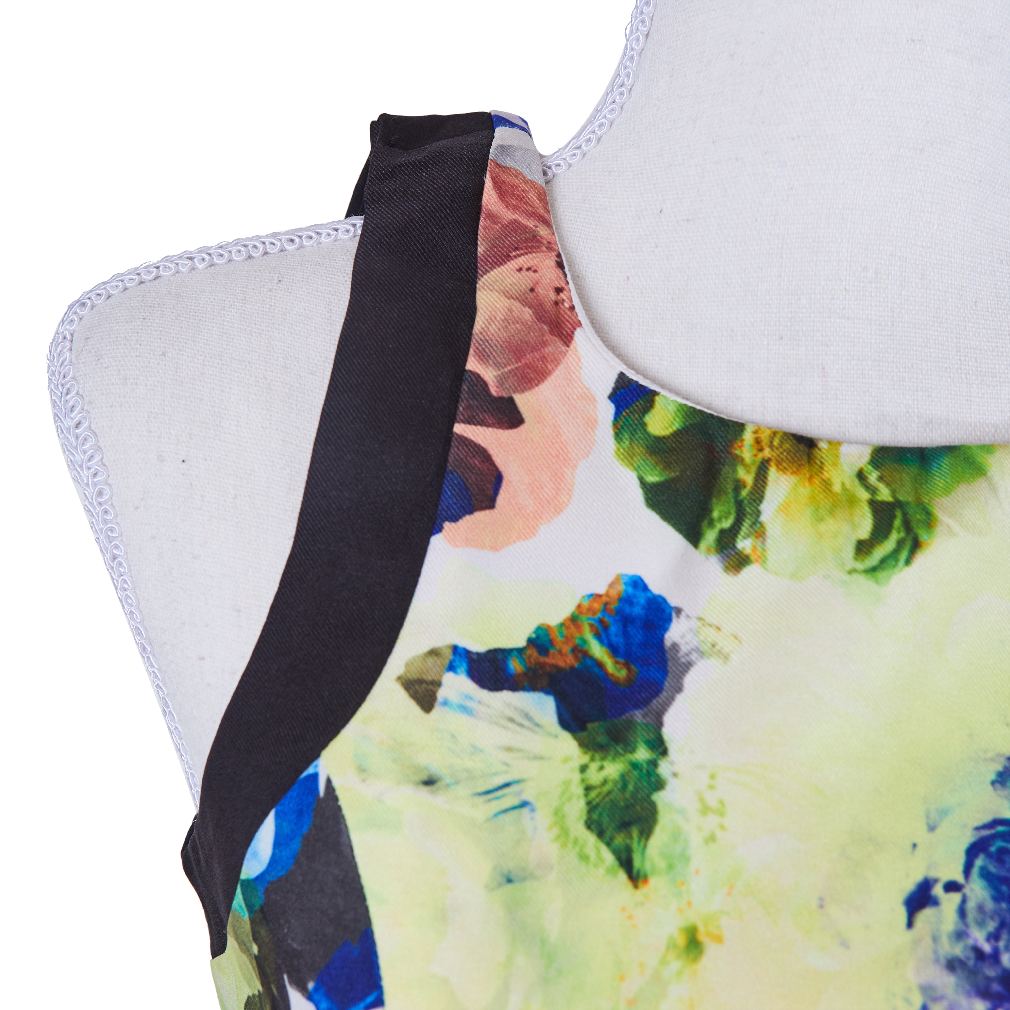 DOTTI Yellow White Blue Purple Orange Print High Neck Mini Dress