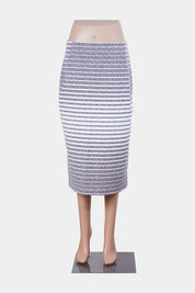 Veronika Maine Grey and White Textured Midi Skirt