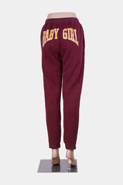 Fashion Nova Burgundy Printed Tracksuit Pants