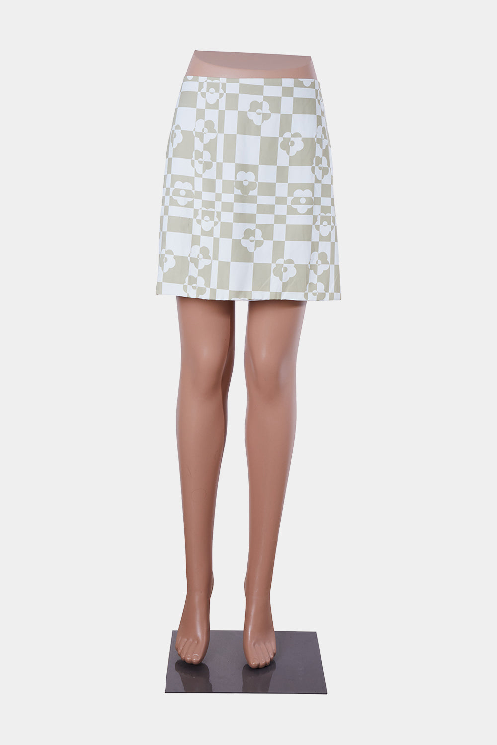 Luck And Trouble Khaki Pattern Mini Skirt