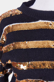 Assorted Brands Black and Gold Sequin Knit Sweater
