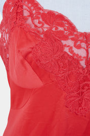 Brand Uknnown Red Lace Detail Slip Dress