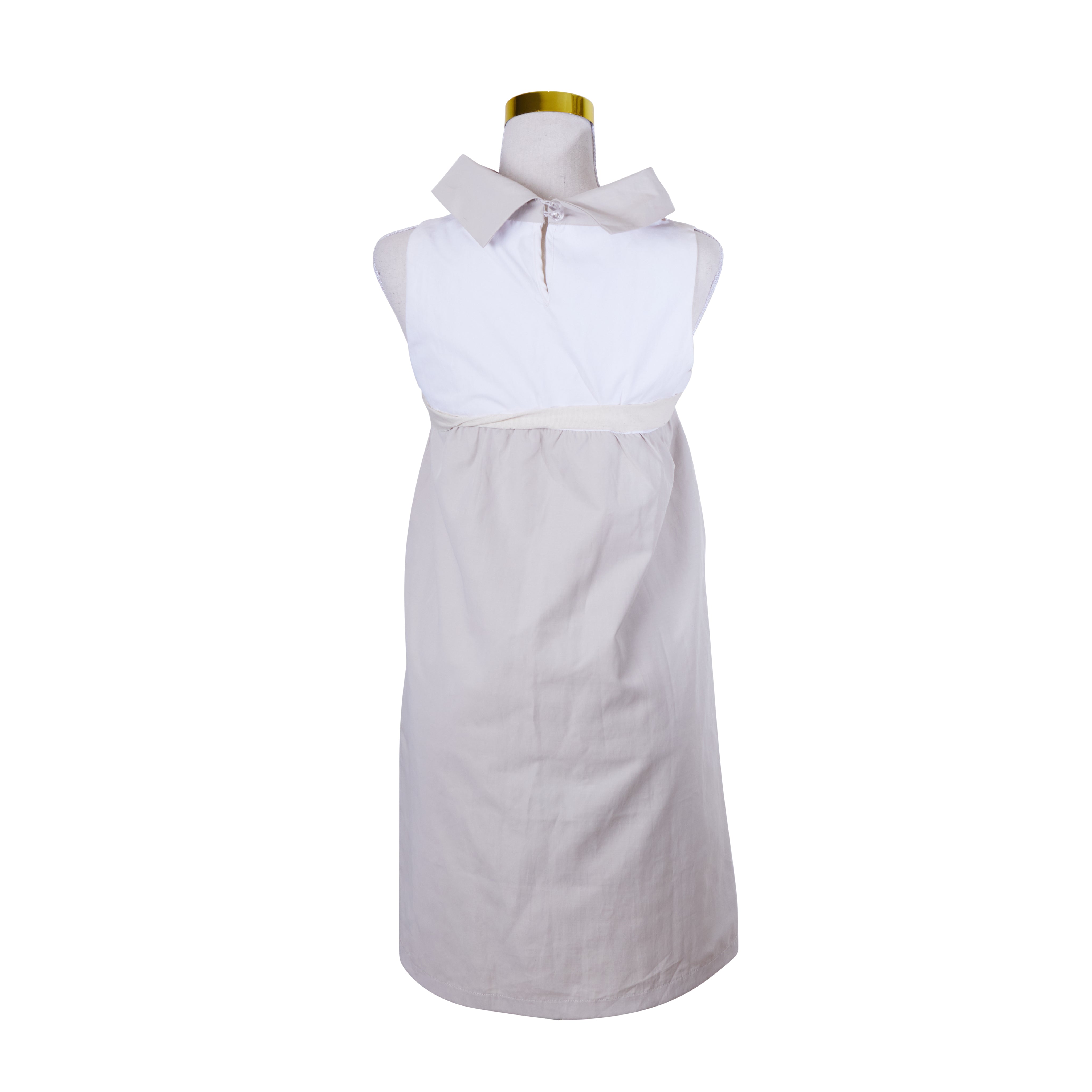 MARNI White and Beige High Neck Shift Dress