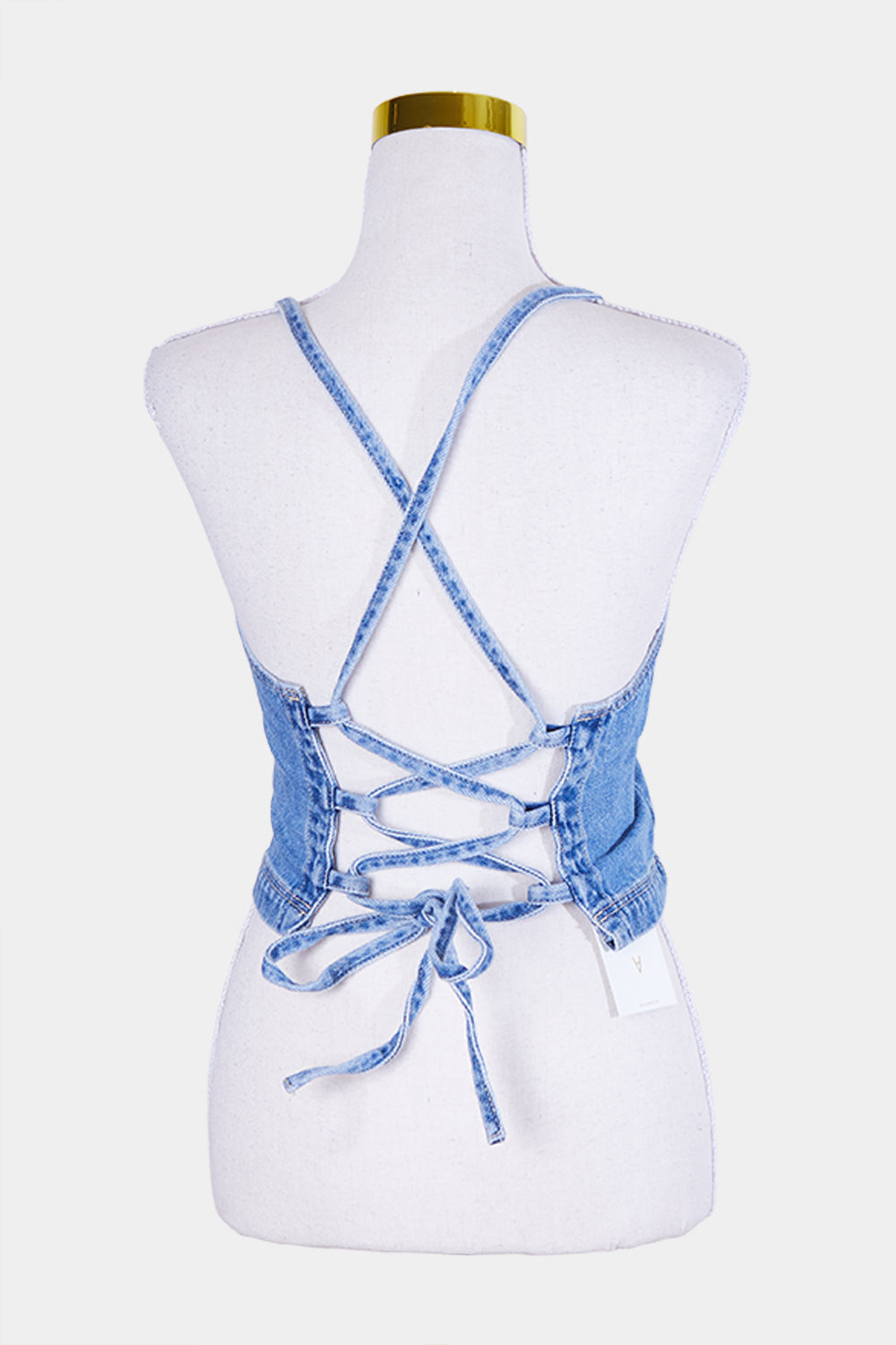 Abrand Jeans Blue Tie Back Denim Crop Top