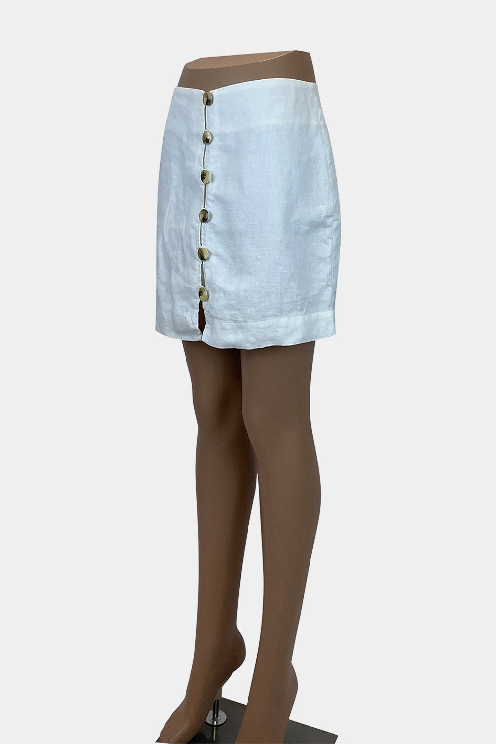 GHANDA White Linen Skirt