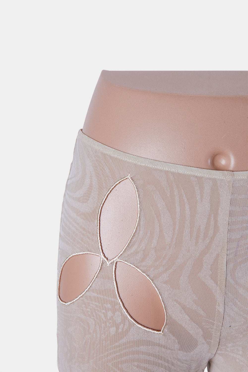 I Am Gia Beige Cut Out Mesh Flare Pant