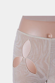 I Am Gia Beige Cut Out Mesh Flare Pant