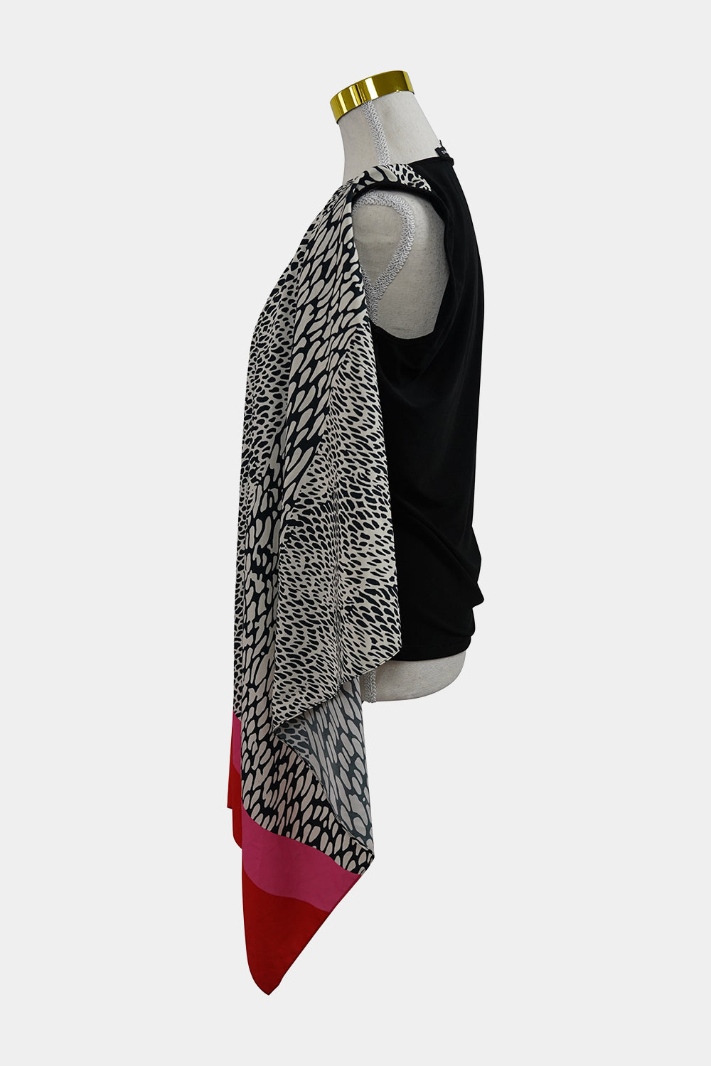 Anthea Crawford Black, White, Pink Patterned Tie Tank