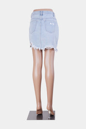 ABRAND Pale Blue Distressed Denim Mini Skirt