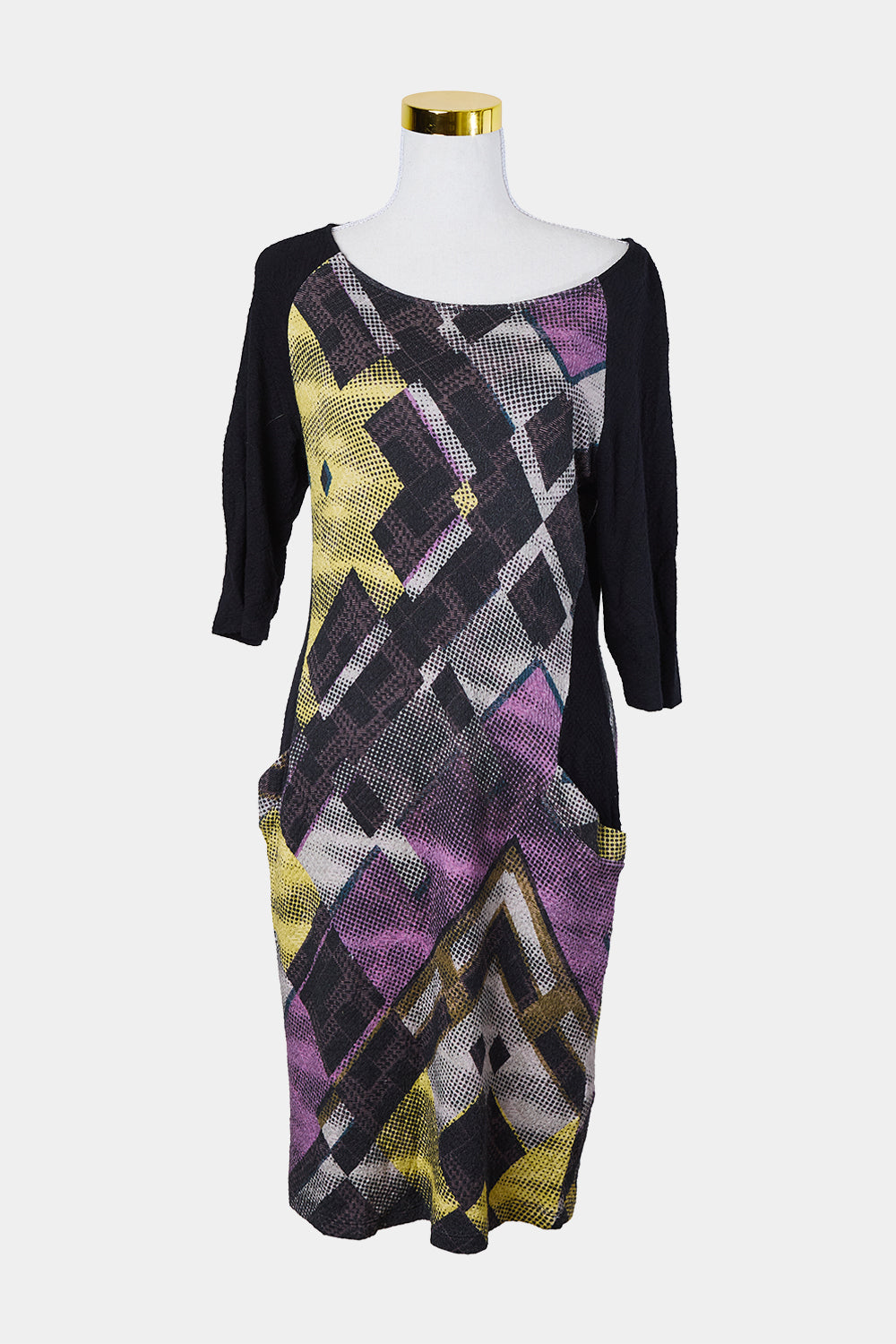 DESIGUAL Black, Purple Long Sleeve Dress
