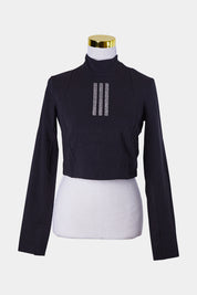 Adidas X Swarovski Black Glitter Stripe Detail High Neck Long Sleeve Crop