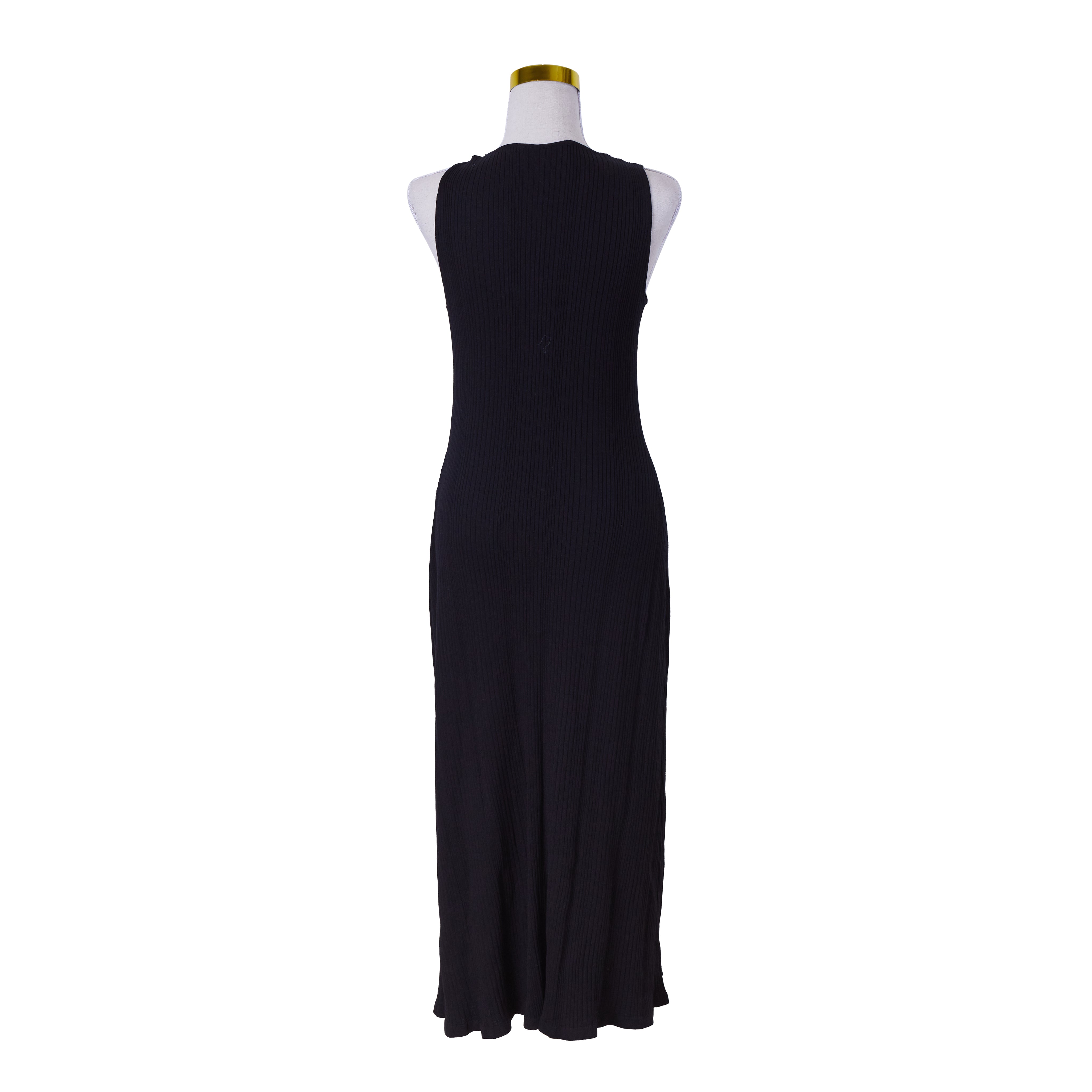 DECJUBA Black V Neck Knitted Midi Dress