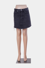 H&M Black Frayed Denim Mini Skirt