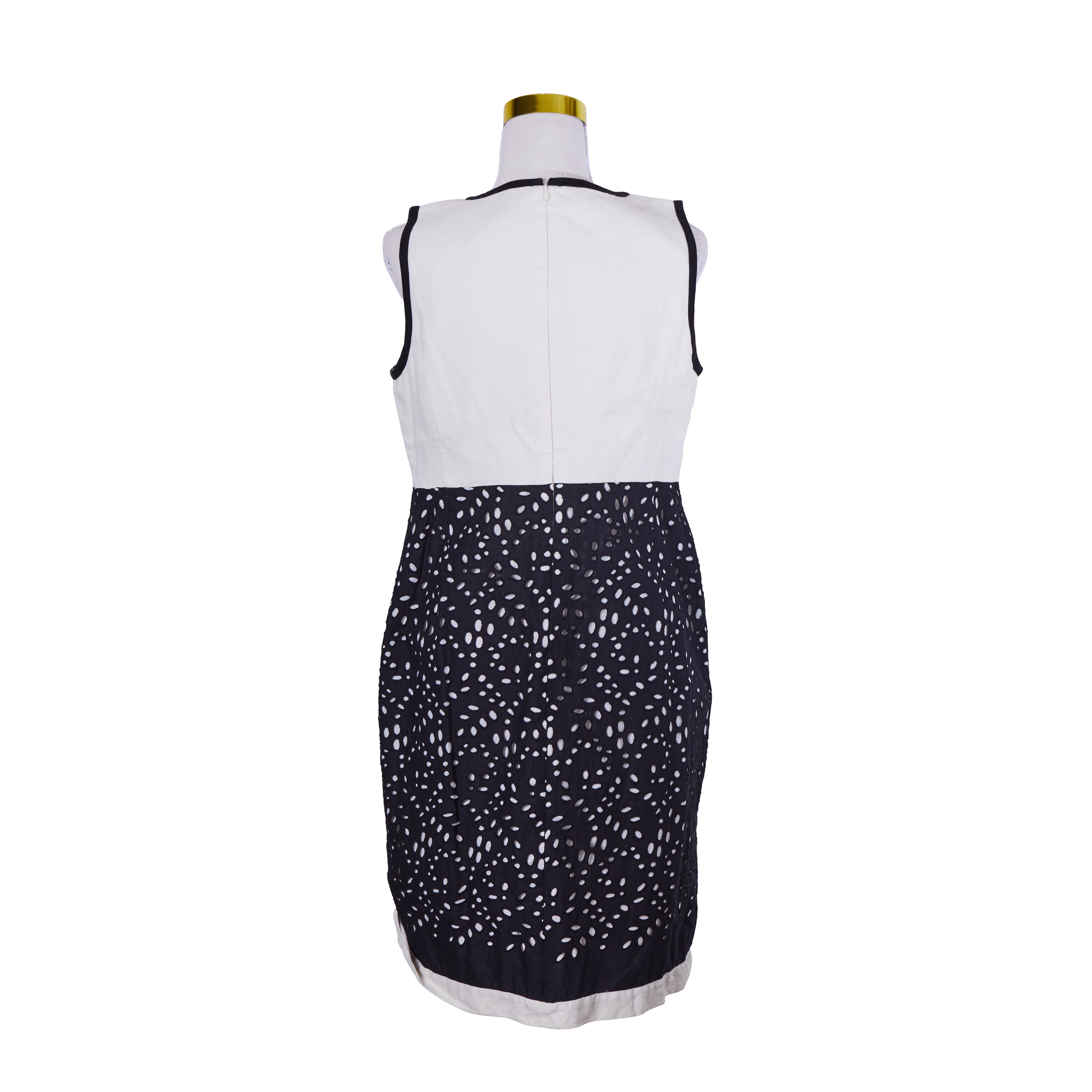 Anna Thomas Navy and White Sleeveless Fit and Flare Dress