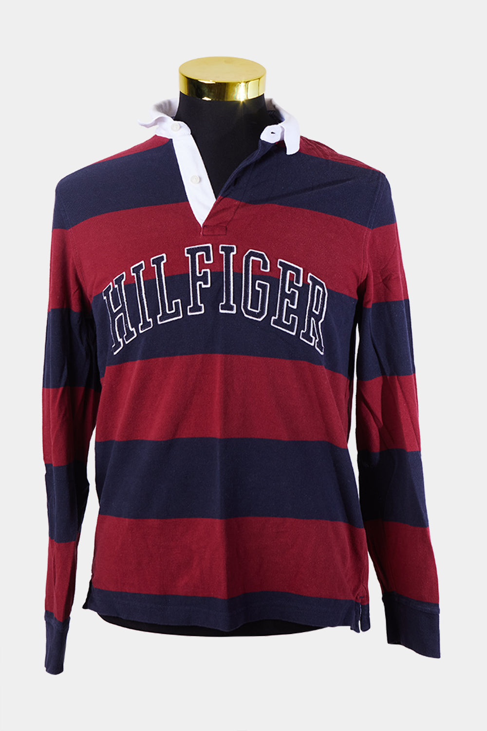 Tommy Hilfiger Maroon and Navy Logo Print Polo