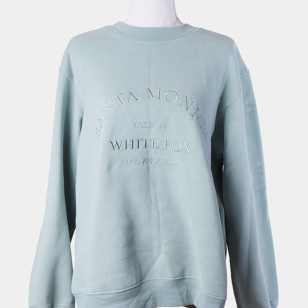 White Fox Mint Emrboidered Santa Monica Sweater