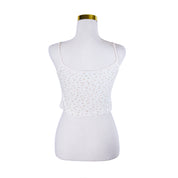 Brandy Melville White and Baby Pink Floral Crop Singlet
